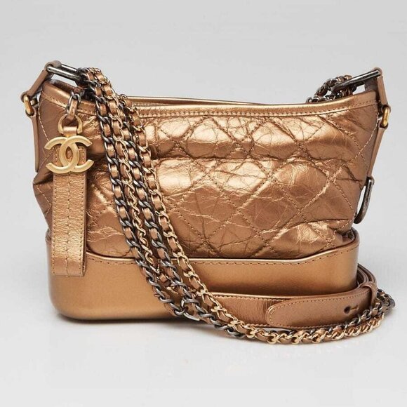 Chanel Bronze Quilted Leather Small Gabrielle Hobo Bag - Picture 1 of 9